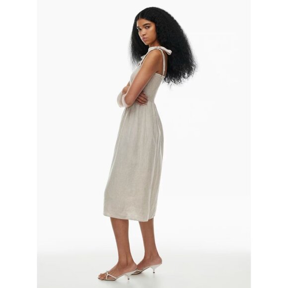 Wilfred Golden Hour Linen Dress Oatmeal Size Large Aritzia - Picture 3 of 8